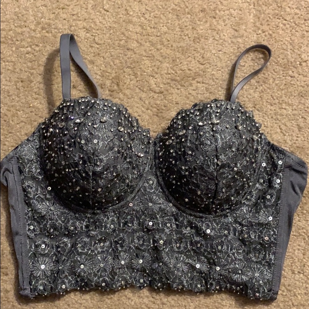Windsor Beaded Bustier Top with Removable Straps